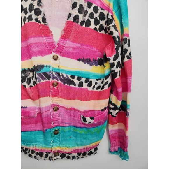 NWOT R13 Distressed Stripe Edge Oversize Cardigan Sweater Size XS Multi #2E405 - Picture 6 of 13